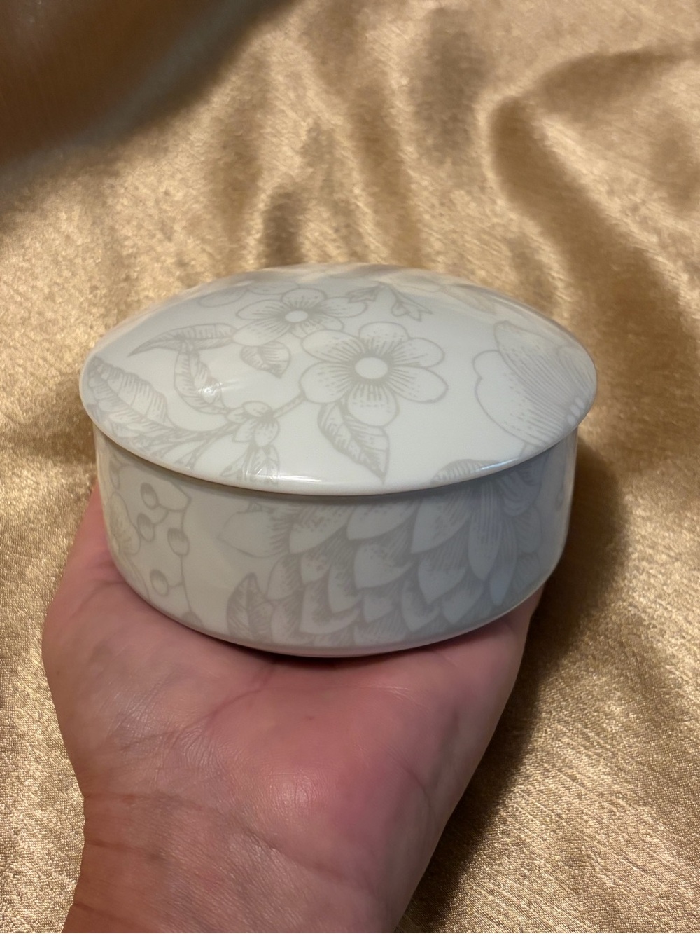 Tiffany & Co. White Ceramic Floral Lidded Trinket Box